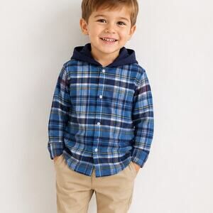 Carter’s Boys 4T Plaid Hooded Shirt Khaki Pants Outfit Set NWT Preschool Fall